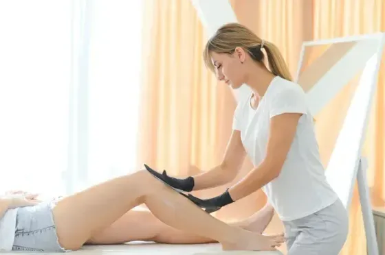 experienced esthetician, providing a gentle waxing service in her Sag Harbor spa