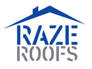 The logo for Raze Roofing LLC is black and gold