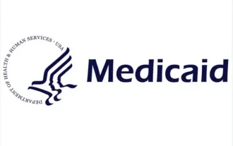 Medicaid logo: blue text