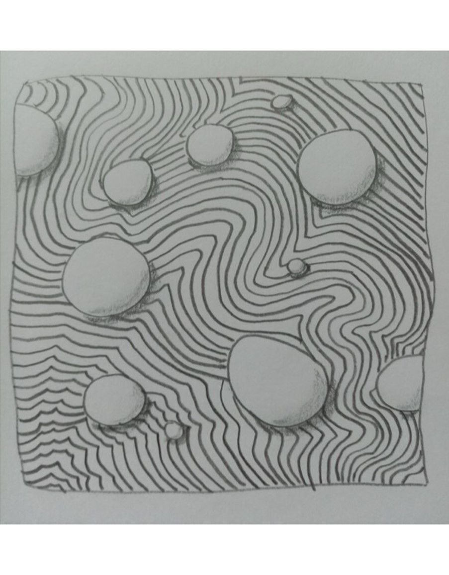 Drawing of pebbles on the shore