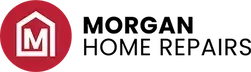 Morgan Home Repairs logo with red house icon and black text on white background