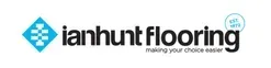 Ian Hut Flooring logo with blue diamond icon and gray text on white background
