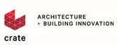 Crate logo with red geometric icon and the words “ARCHITECTURE + BUILDING INNOVATION” on a white background
