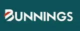 Bunnings logo in white on a dark green background