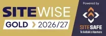 SiteWise Gold 2026/27 and Site Safe logo on a gold and navy banner