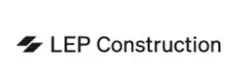 LEP Construction logo with black geometric mark and text on white background