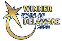 Winner Stars of Delaware 2020 logo with gold star and crescent moon