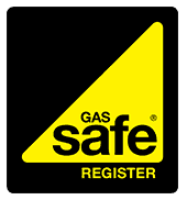 Gas Safe Register logo: Yellow triangle on black square with 