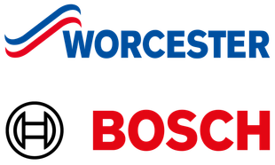Logo for Worcester Bosch, heating and boiler manufacturer. Features their name, and a Bosch logo.