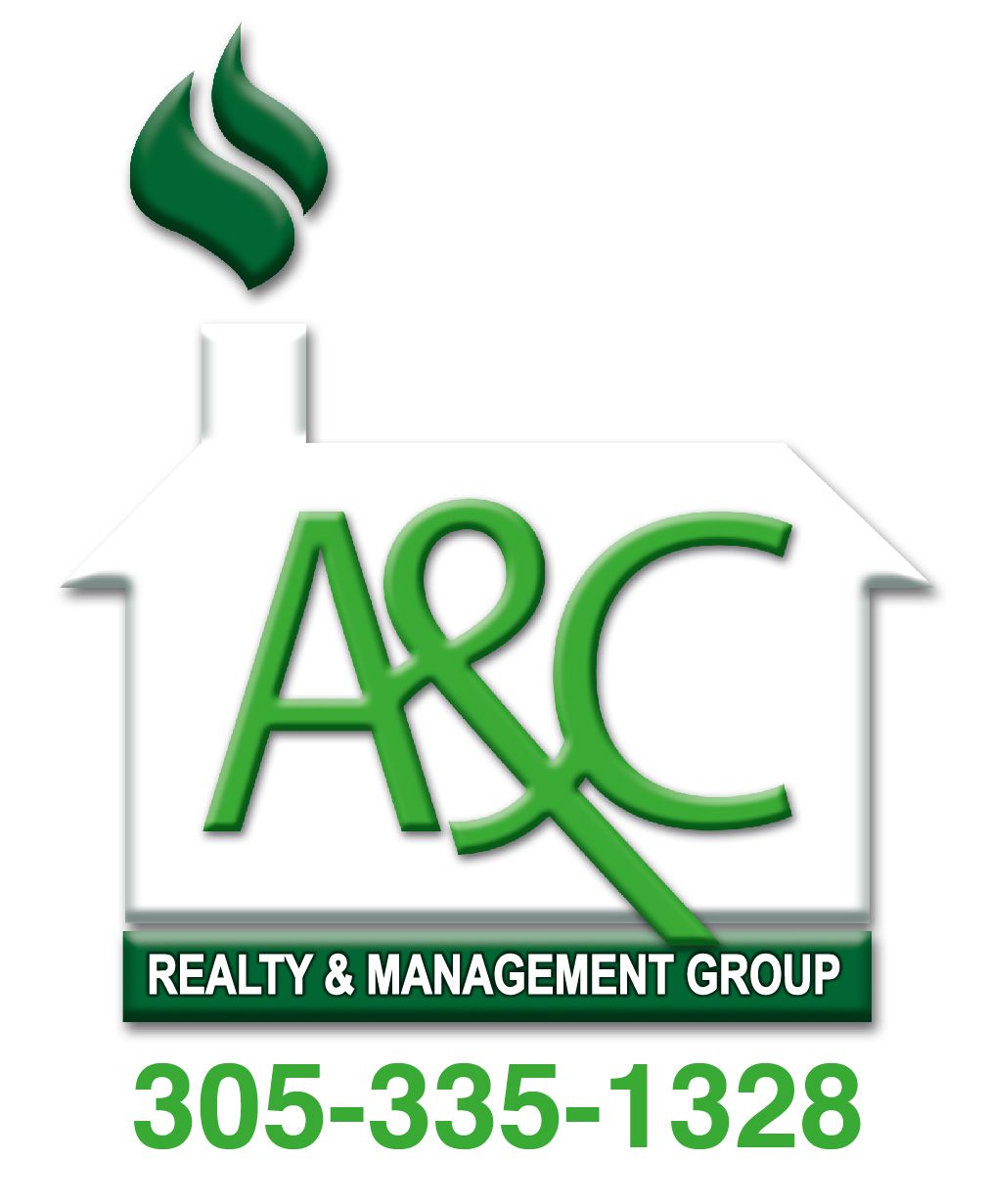 ARC Realty & Management Group logo with green house icon and phone number 305-335-1328