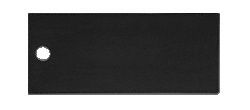 Black rectangular tag with a white circular hole.