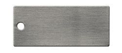 Brushed metal tag with a hole.