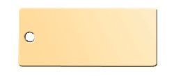 Tan rectangular tag with a hole.