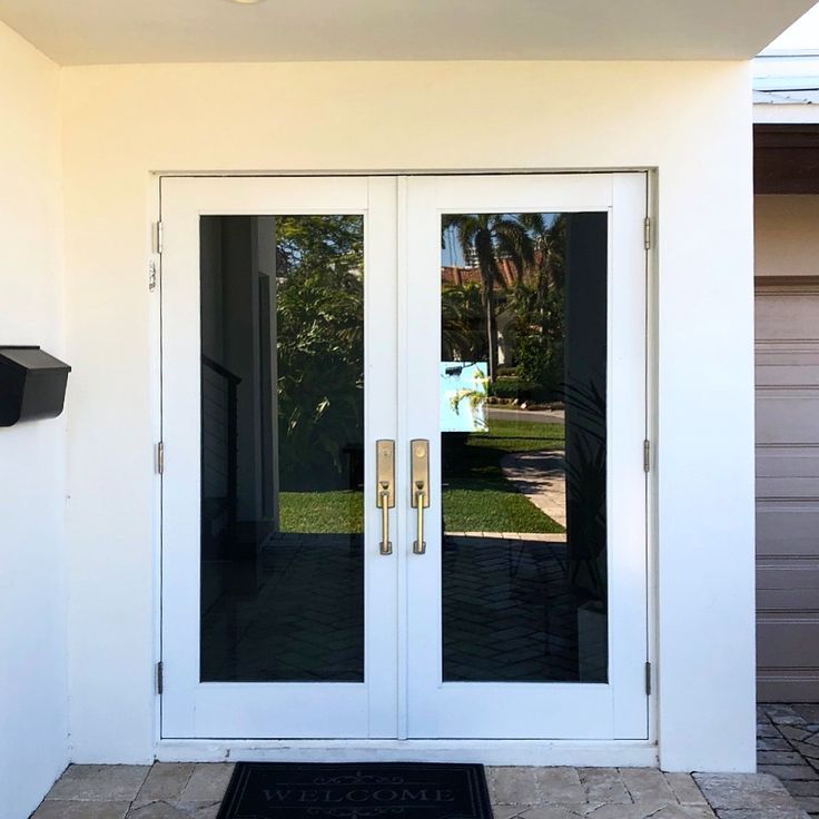 double front glass doors.