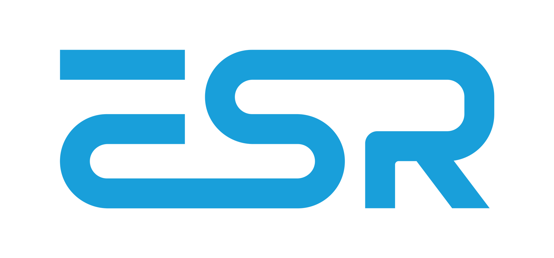 Logo for ESR, blue rounded letters.