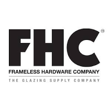 Frameless Hardware Company logo: Black block letters FHC above company name on white 