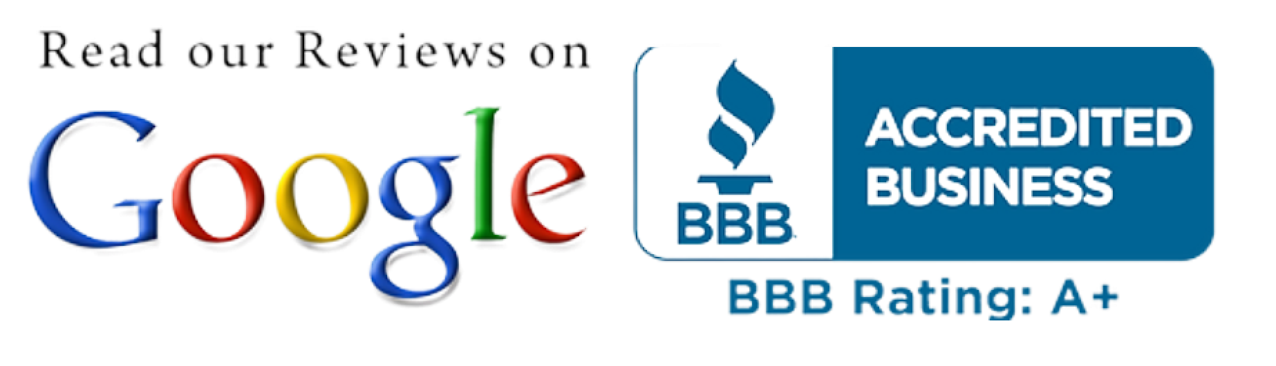 Google reviews and BBB Accredited
