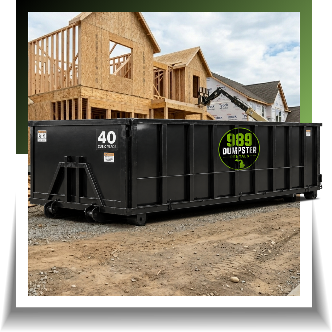 989 dumpster displayed outside