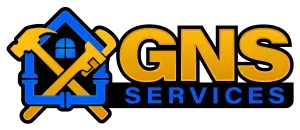 GNS Services logo with blue and yellow house-and-tools icon and bold black-and-yellow text