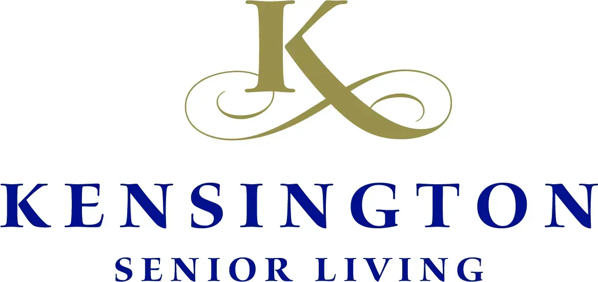Kensington Senior Living logo with gold “K” monogram and blue text on a white background