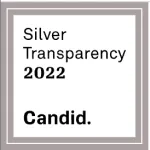 Silver Transparency 2022 Candid award badge on a gray square background