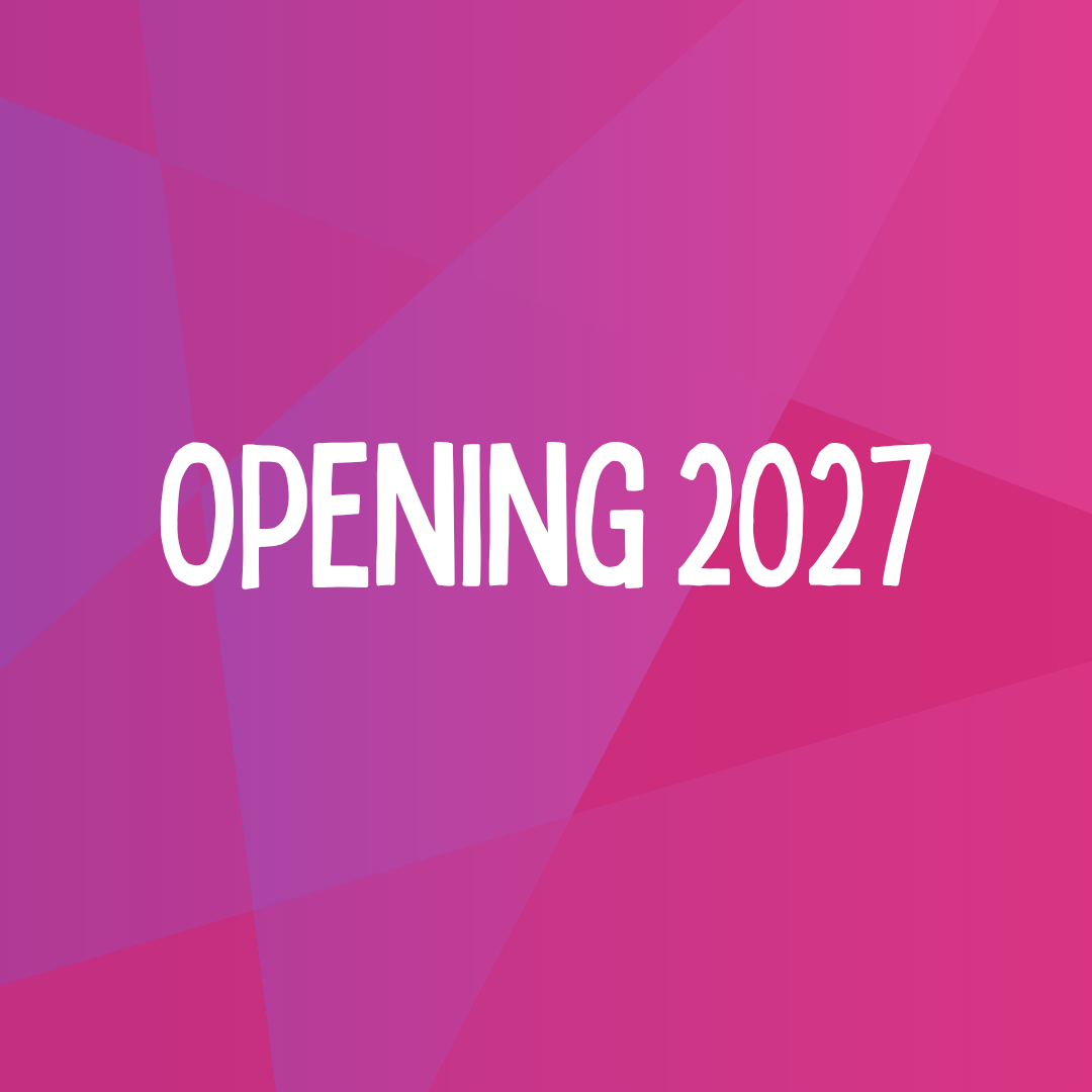 pink and purple square with white text