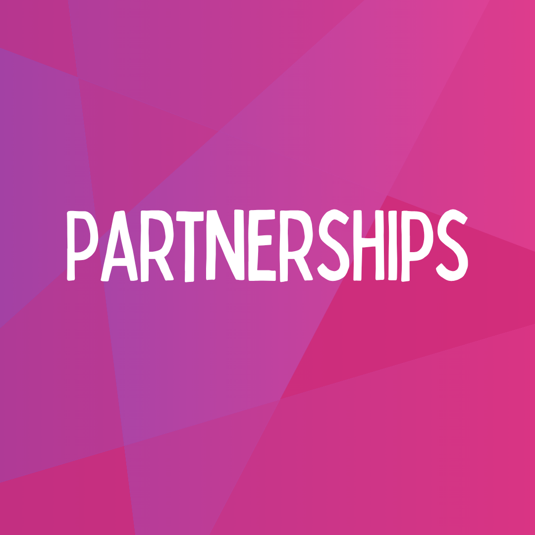 pink and purple square with white text
