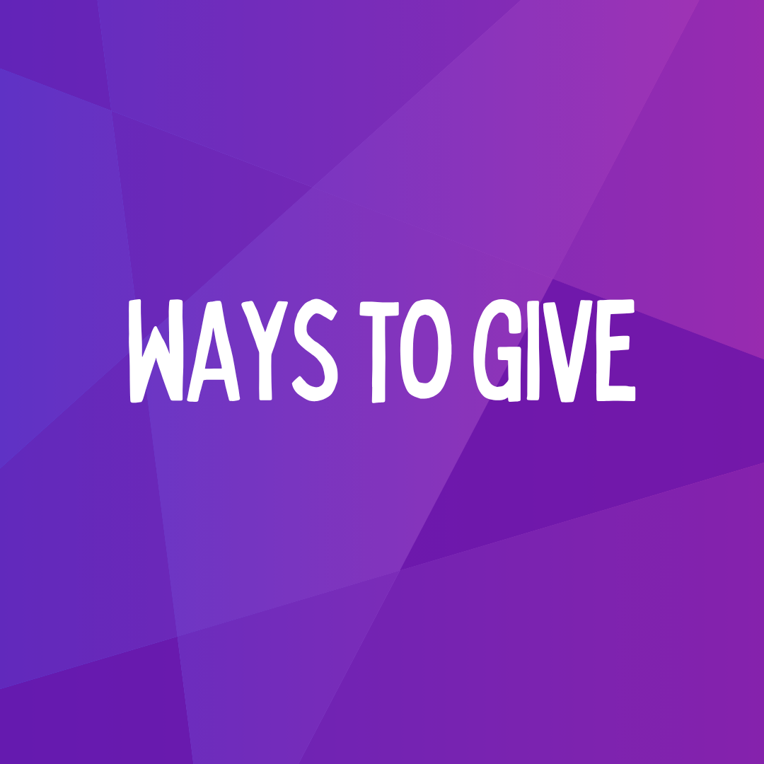 purple square with white text