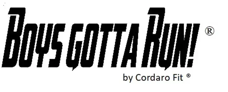 Boys Gotta Run logo in bold black text with “by Cordaro Fit” beneath it