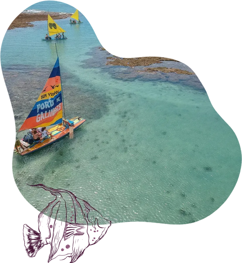 Um barco com uma vela que diz