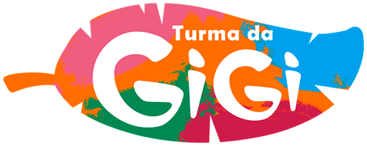 Um logo para a turma da gigi com uma folha colorida