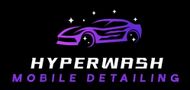 A logo for hyperwash mobile detailing with a purple car on a black background.