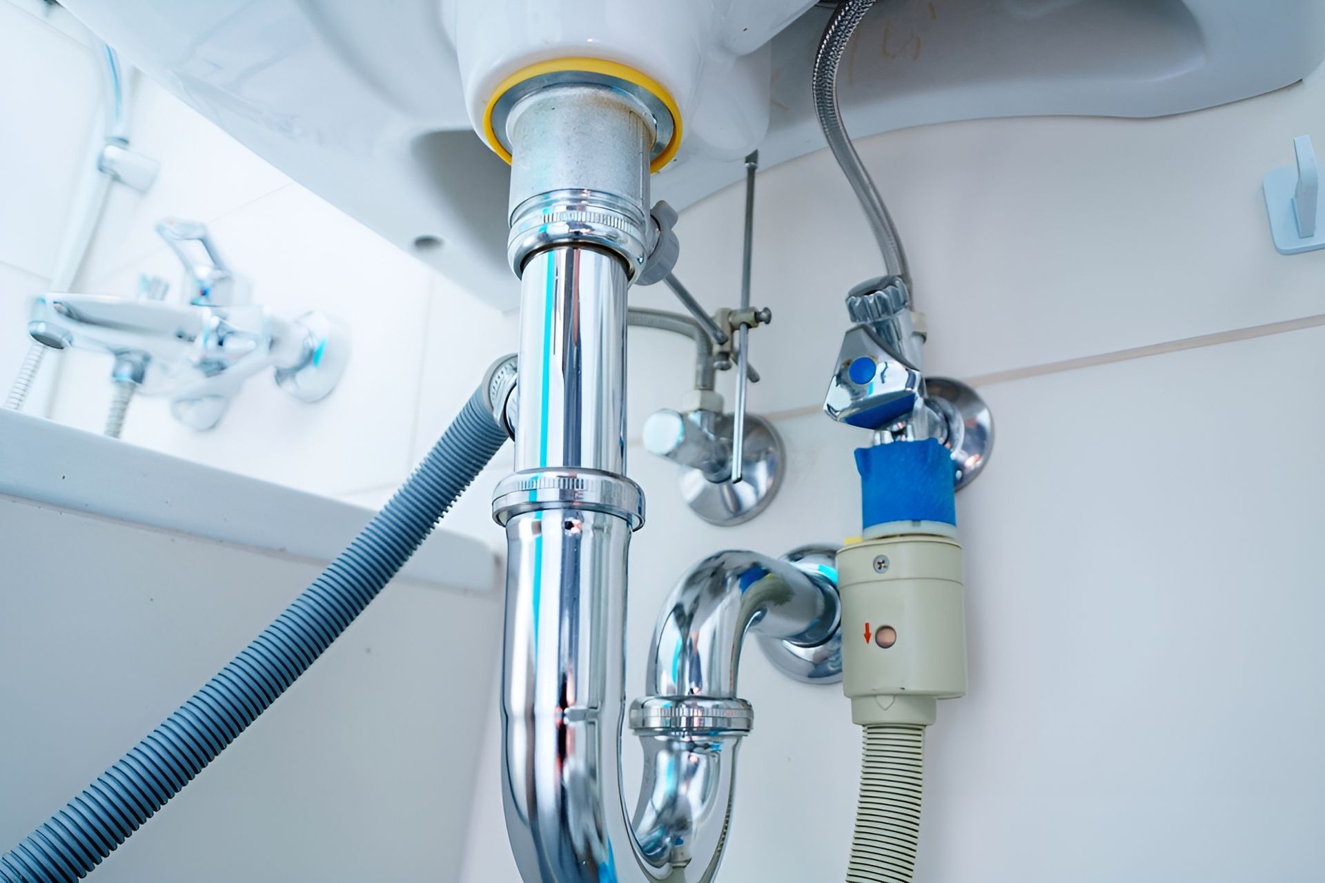Under-sink Plumbing With Chrome Pipes — New Gen Plumbing and Gas in Murwillumbah, NSW
