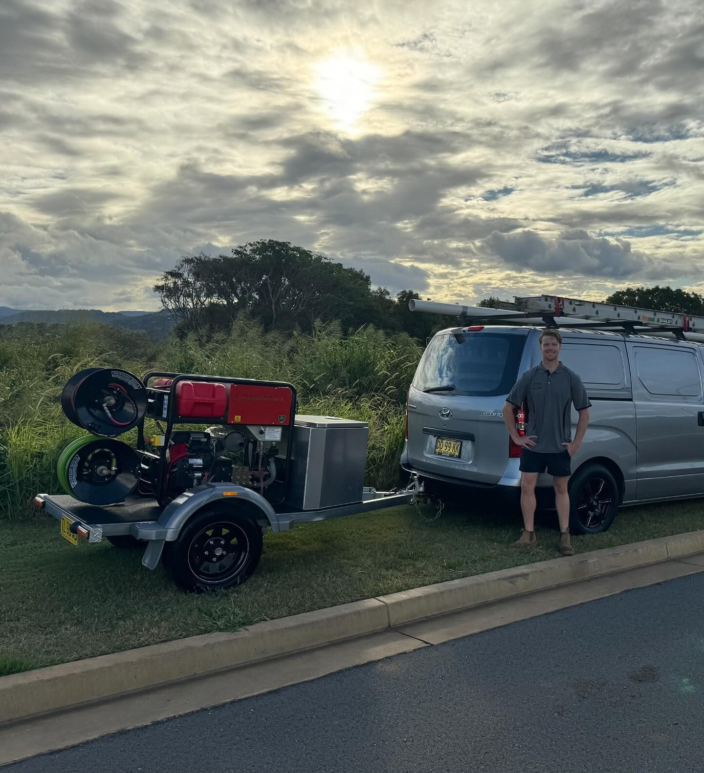 Silver Van Beside a Small Trailer Loaded With Equipment — New Gen Plumbing and Gas in Banora Point, NSW