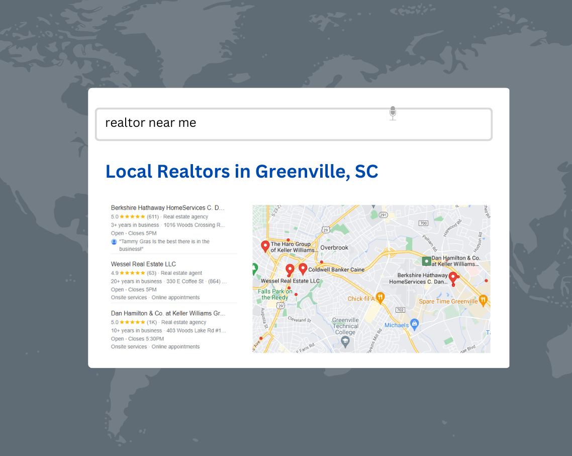A screenshot of a website showing local realtors in greenville , sc