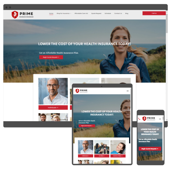A screenshot of a website that says lower the cost of your health insurance today