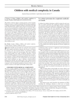 A paper about children with medical complexity in canada
