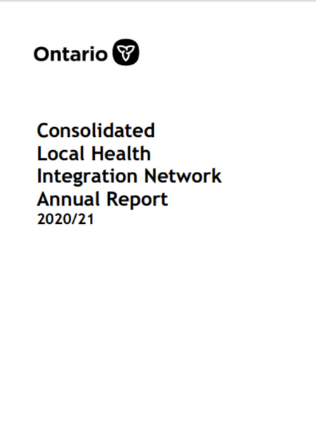 The cover of the ontario consolidated local health integration network annual report