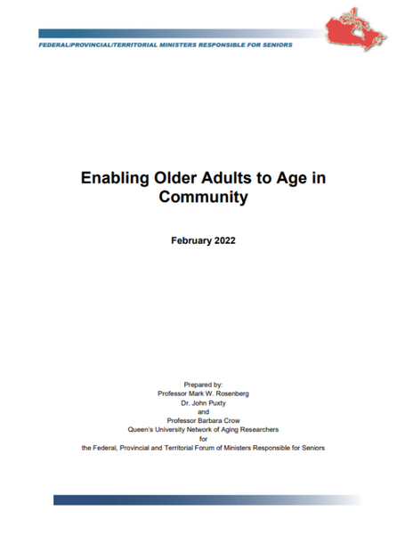 A white paper with the title enabling older adults to age in community