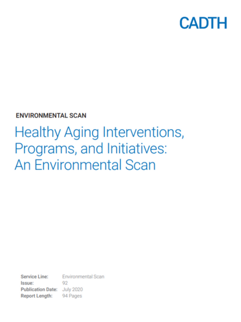 A book titled healthy aging interventions , programs , and initiatives : an environmental scan