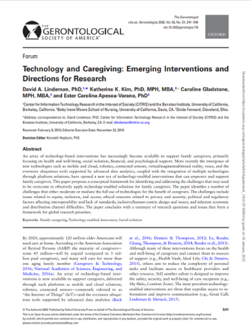 A paper titled technology and caregiving : emerging interventions and directions for research