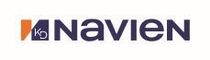 Navien logo: Orange and blue abstract shapes with