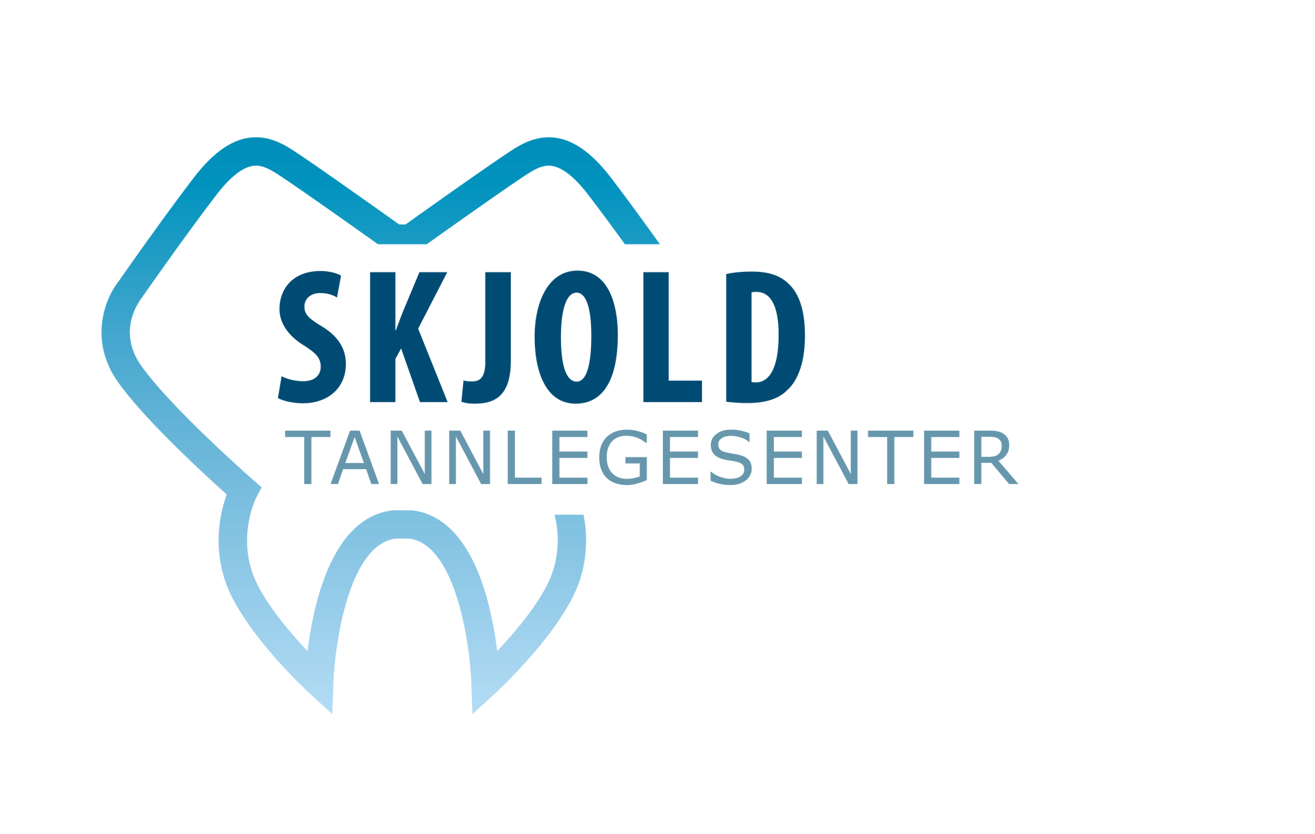 Logo for Skjold Tannlegesenter, et tannlegekontor. Grafikk og tekst med blåtannfunksjon.