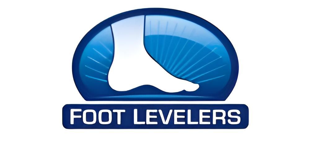 The Logo For Foot Levelers Shows A Foot In A Blue Circle — Trinity Family Chiropractic In Cairns, QLD