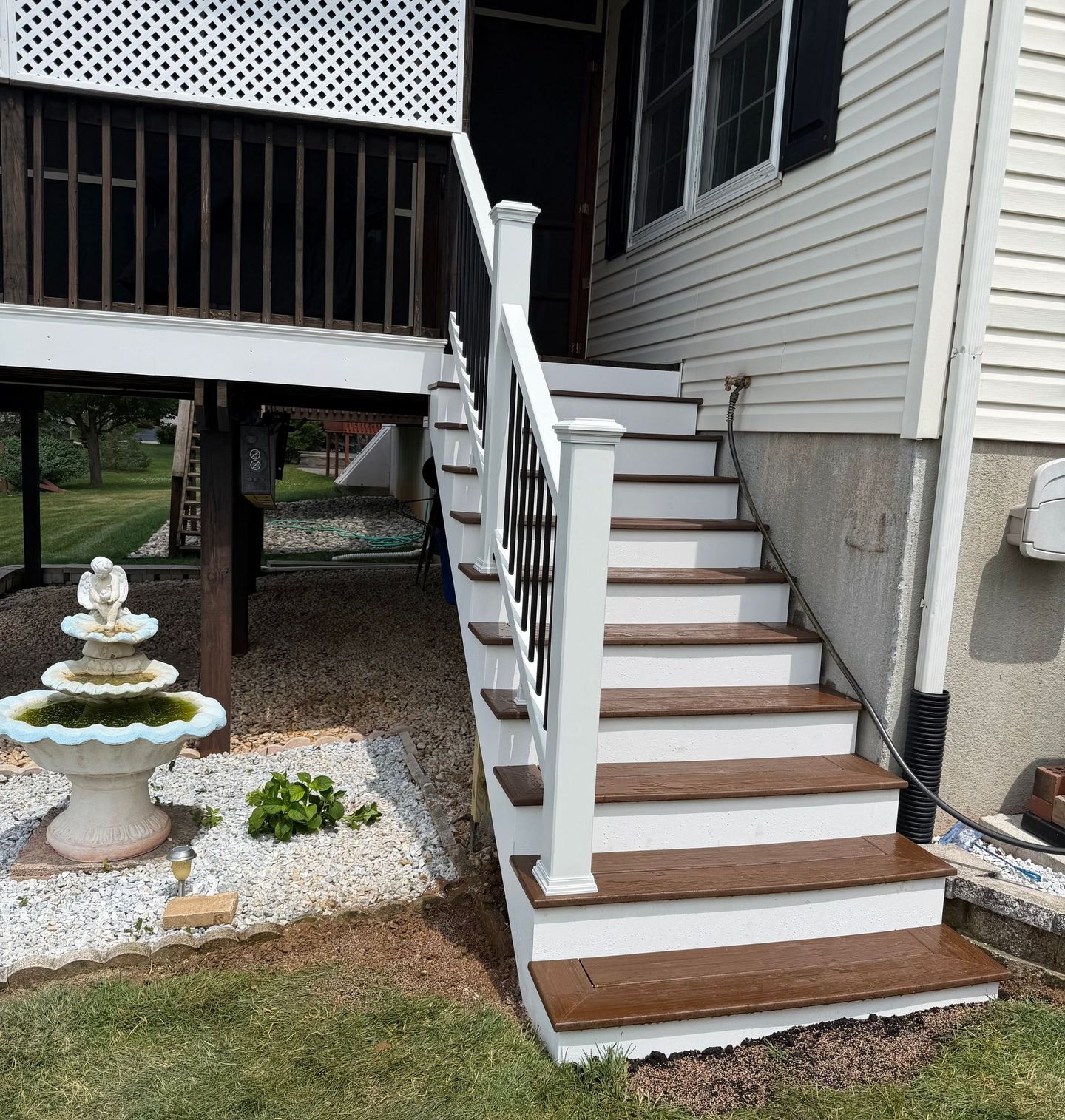 Completed exterior deck stairs