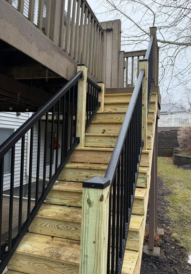 Completed exterior deck stairs