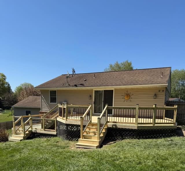 Completed residential deck construction