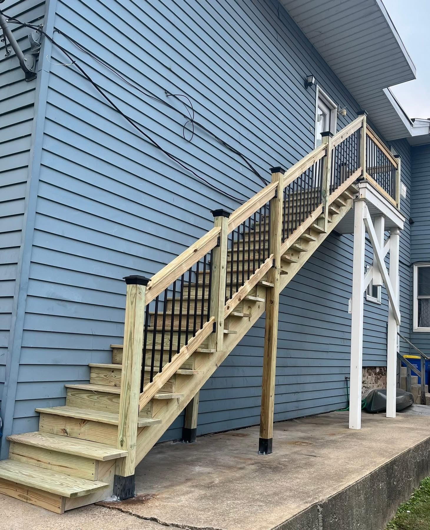 Completed exterior staircase