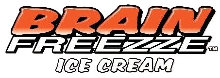 Brain Freeze ice cream logo with orange and white stylized text