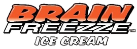 Brain Freeze ice cream logo with orange and white stylized text